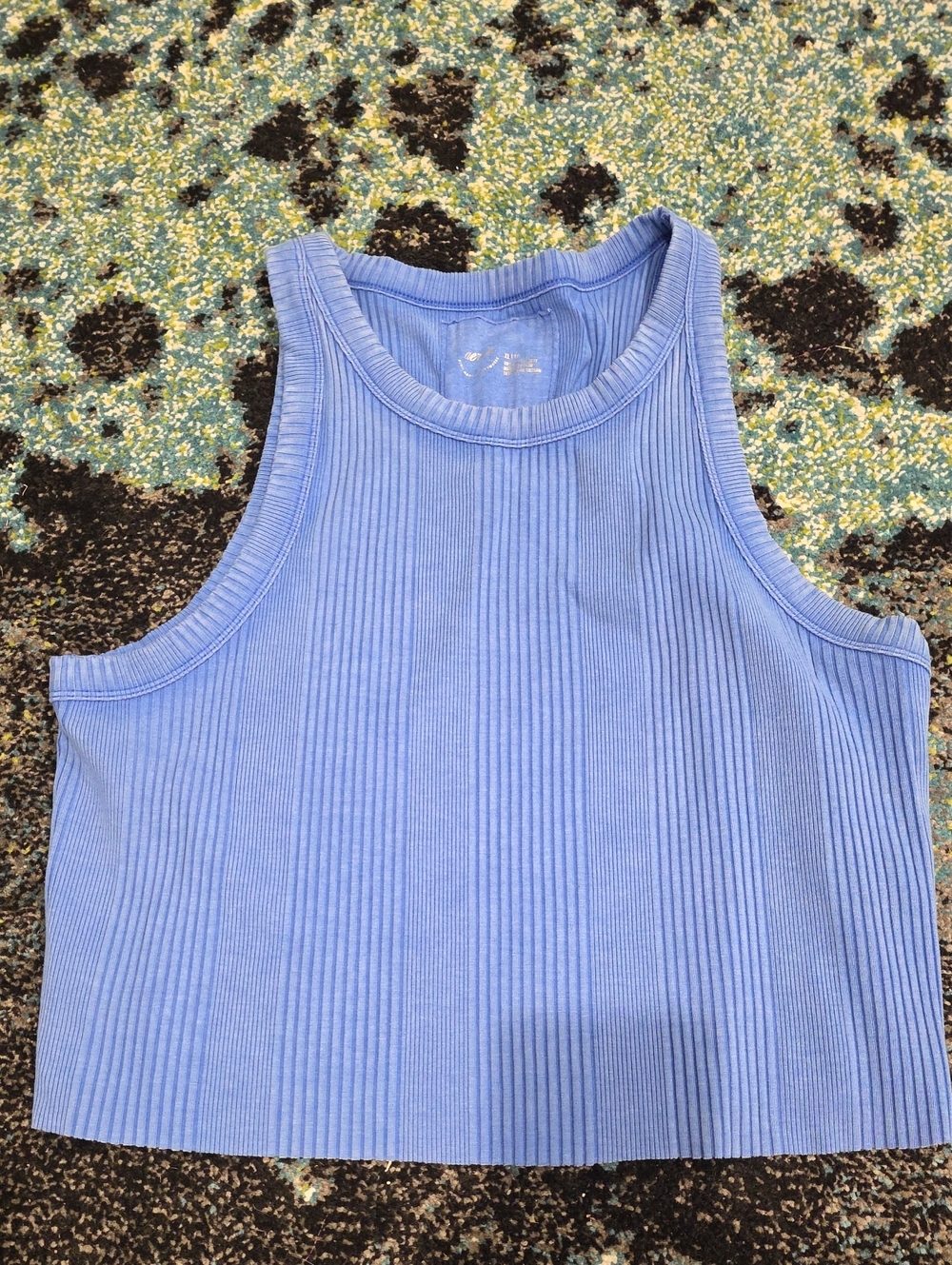 aerie Ribbed Crop Tank Top - Periwinkle Blue